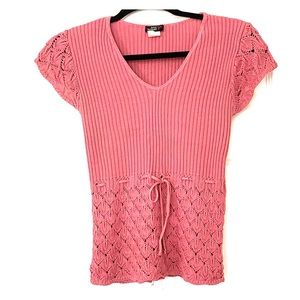 Short sleeve V-neck sweater